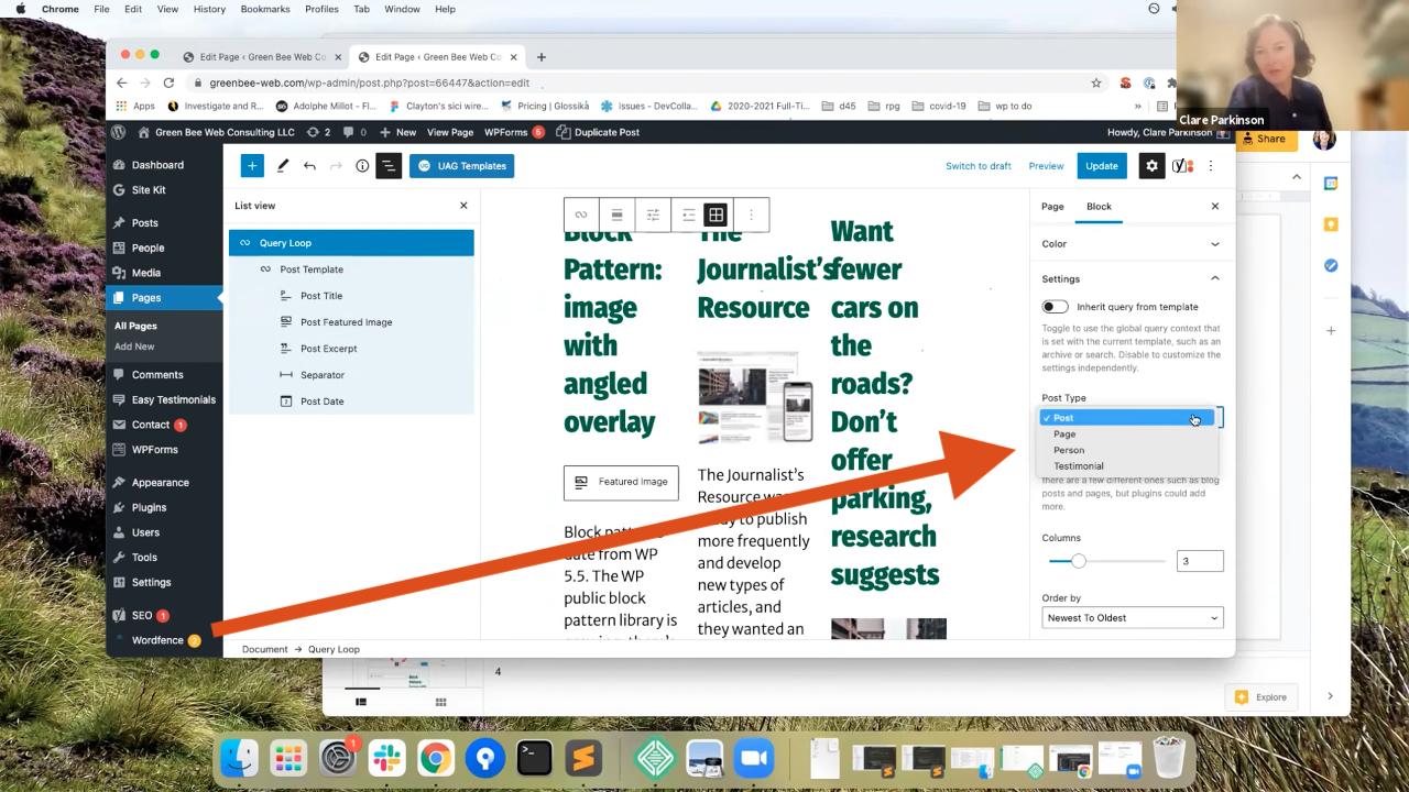 Screenshot: Query Loop with CPT options